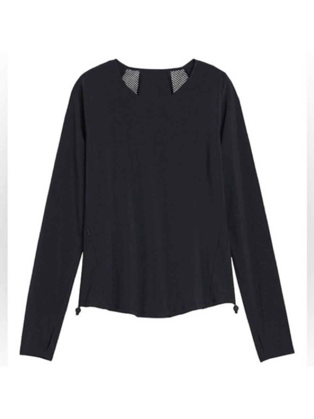 Athleta Yosemite Top Longsleeve Crewneck Women’s Medium Black Mesh Active